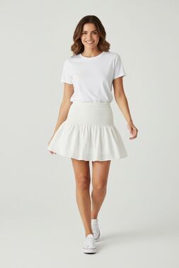 Molli Smocked Waist Mini Skirt in Off White NWT Size Medium